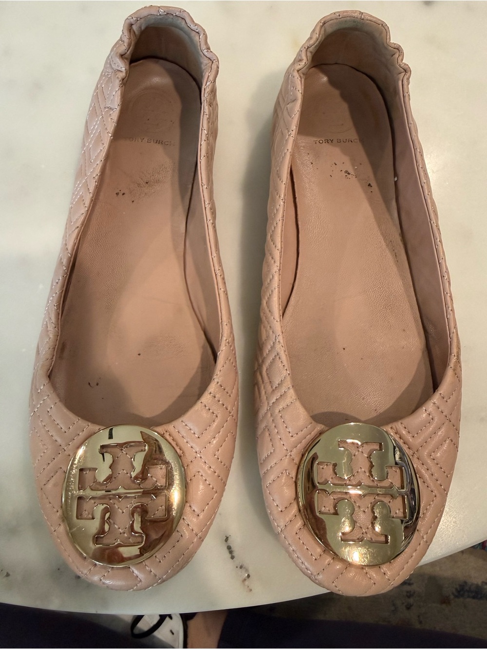 Tory Burch Women's Tan Quilted Reva Ballet Flats size 9.5